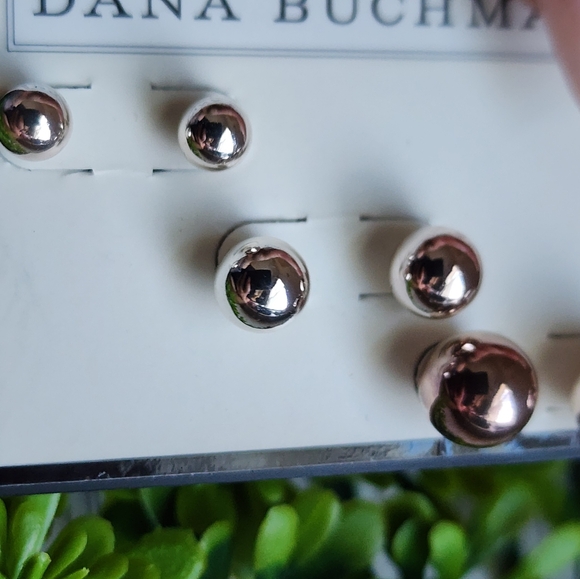 NWT Dana Buchman 3 sets metallic studs earrings - Picture 3 of 4